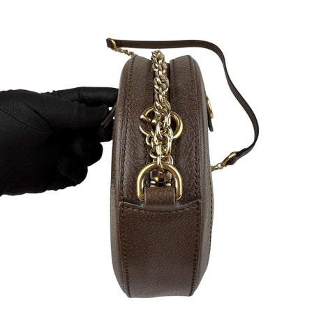 Gucci Ophidia Round Shoulder Crossbody Brown