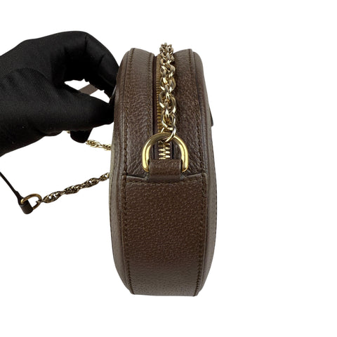 Gucci Ophidia Round Shoulder Crossbody Brown