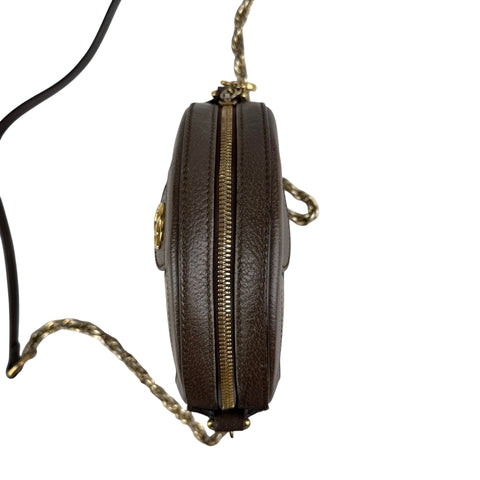 Gucci Ophidia Round Shoulder Crossbody Brown