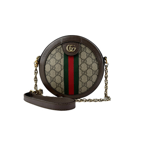 Gucci Ophidia Round Shoulder Crossbody Brown