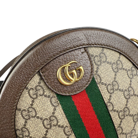 Gucci Ophidia Round Shoulder Crossbody Brown