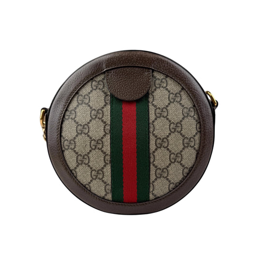 Gucci Ophidia Round Shoulder Crossbody Brown