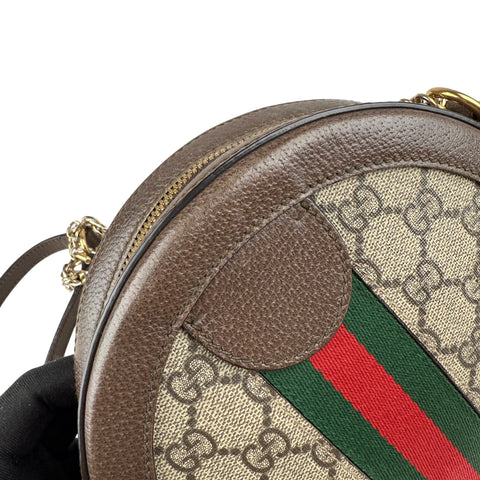 Gucci Ophidia Round Shoulder Crossbody Brown