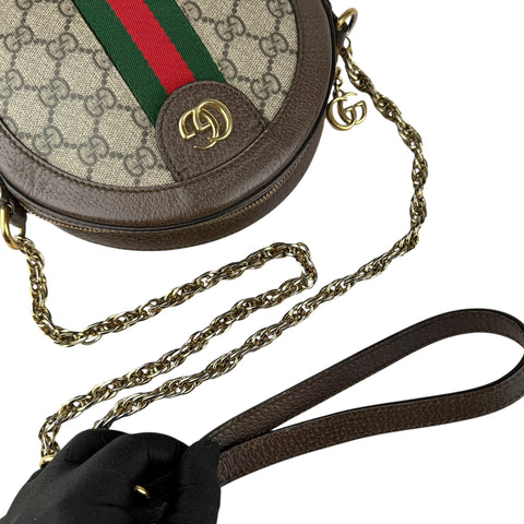 Gucci Ophidia Round Shoulder Crossbody Brown