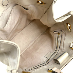 Pre-owned gucci-brown-gg-canvas-horsebit-1955-tote-beige-front-view