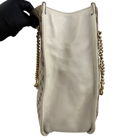 Gucci Brown GG Canvas Horsebit 1955 Tote Beige