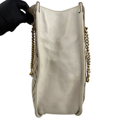 Pre-owned gucci-brown-gg-canvas-horsebit-1955-tote-beige-front-view