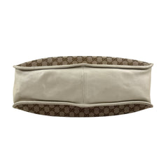 Pre-owned gucci-brown-gg-canvas-horsebit-1955-tote-beige-front-view