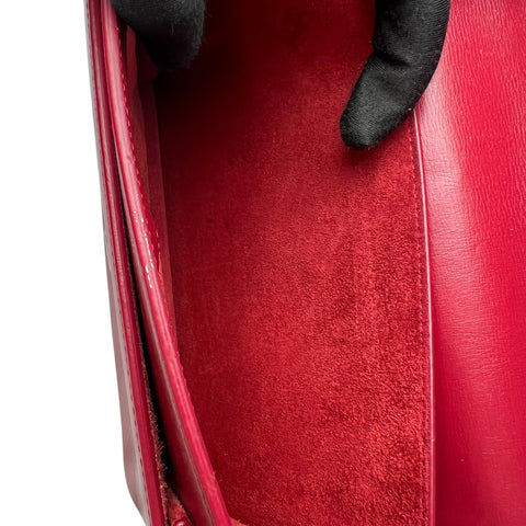 Saint Laurent Sunset Suede Interior Crossbody Medium Red Leather