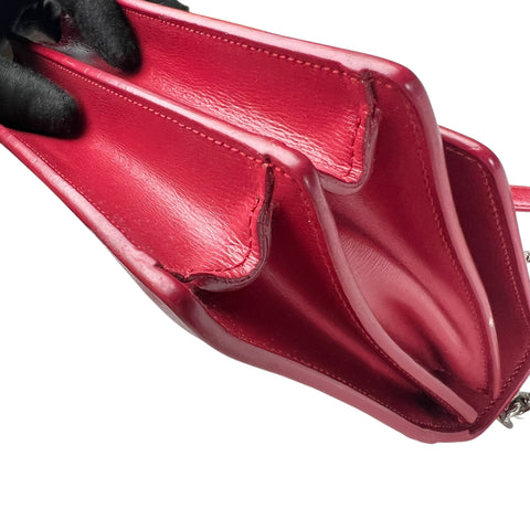 Saint Laurent Sunset Suede Interior Crossbody Medium Red Leather