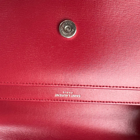 Saint Laurent Sunset Suede Interior Crossbody Medium Red Leather
