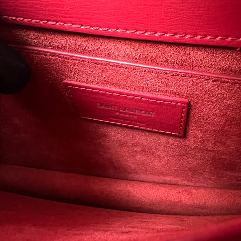 Saint Laurent Sunset Suede Interior Crossbody Medium Red Leather