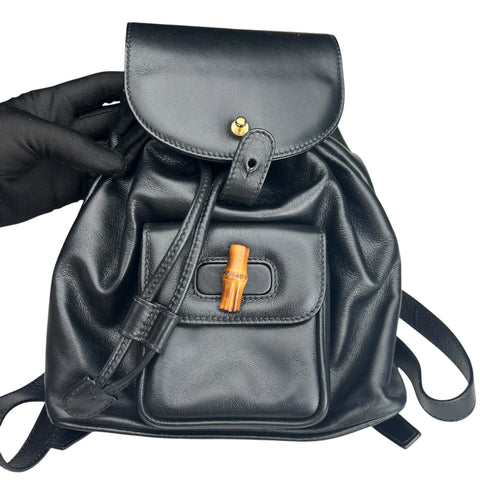 Gucci Bamboo Drawstring Leather Backpack