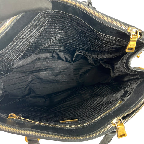 Prada Black Saffiano Lux Leather Medium Galleria Double Zip Tote