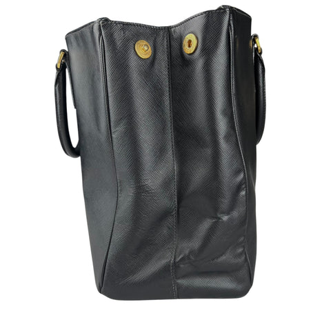 Prada Black Saffiano Lux Leather Medium Galleria Double Zip Tote