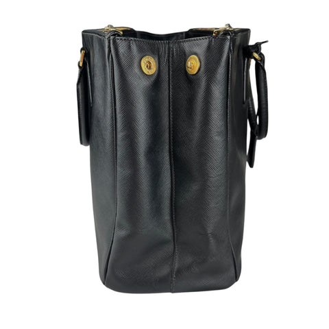 Prada Black Saffiano Lux Leather Medium Galleria Double Zip Tote