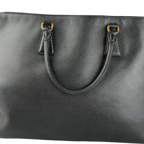 Prada Black Saffiano Lux Leather Medium Galleria Double Zip Tote