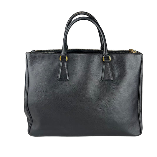 Prada Black Saffiano Lux Leather Medium Galleria Double Zip Tote