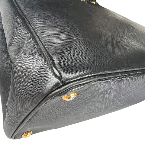 Prada Black Saffiano Lux Leather Medium Galleria Double Zip Tote