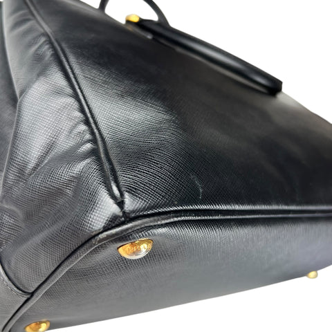 Prada Black Saffiano Lux Leather Medium Galleria Double Zip Tote