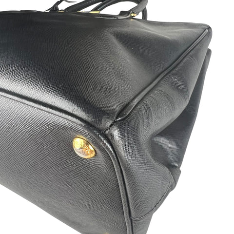 Prada Black Saffiano Lux Leather Medium Galleria Double Zip Tote