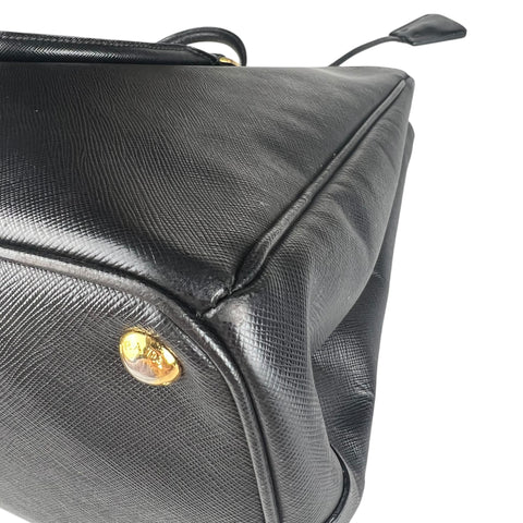 Prada Black Saffiano Lux Leather Medium Galleria Double Zip Tote