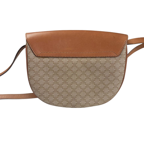 Celine Shoulder Bag Macadam Leather Brown Women's