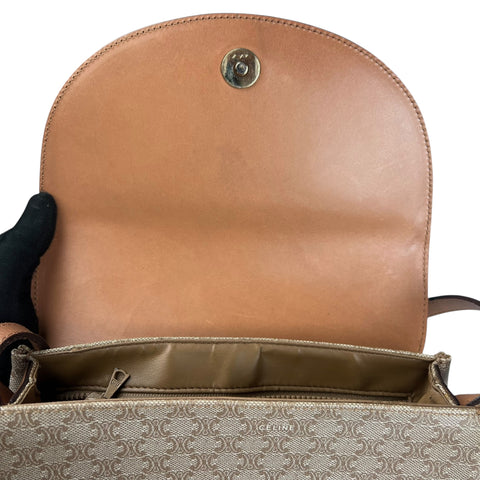 Celine Shoulder Bag Macadam Leather Brown Women's