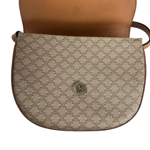 Celine Shoulder Bag Macadam Leather Brown Women's