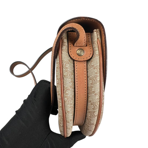 Celine Shoulder Bag Macadam Leather Brown Women's