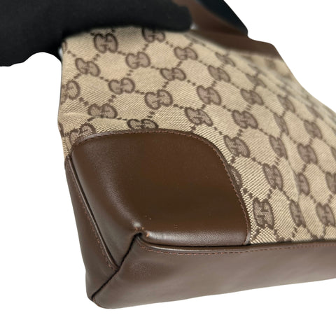 Gucci Shoulder Bag GG Canvas with Leather Trim