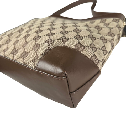Gucci Shoulder Bag GG Canvas with Leather Trim