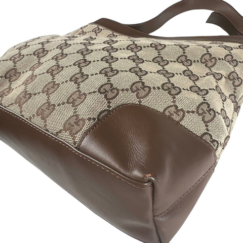 Gucci Shoulder Bag GG Canvas with Leather Trim