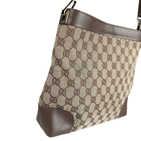 Gucci Shoulder Bag GG Canvas with Leather Trim