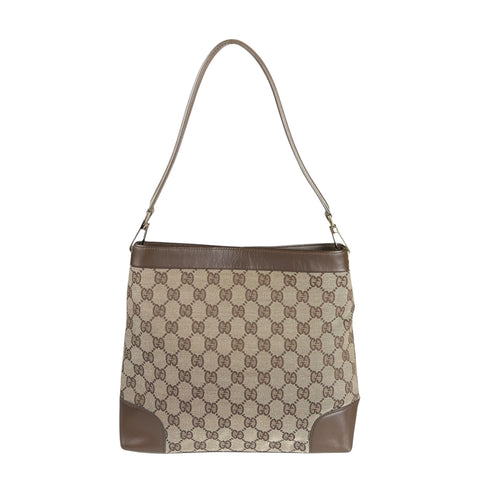 Gucci Shoulder Bag GG Canvas with Leather Trim