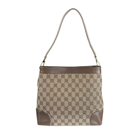 Gucci Shoulder Bag GG Canvas with Leather Trim