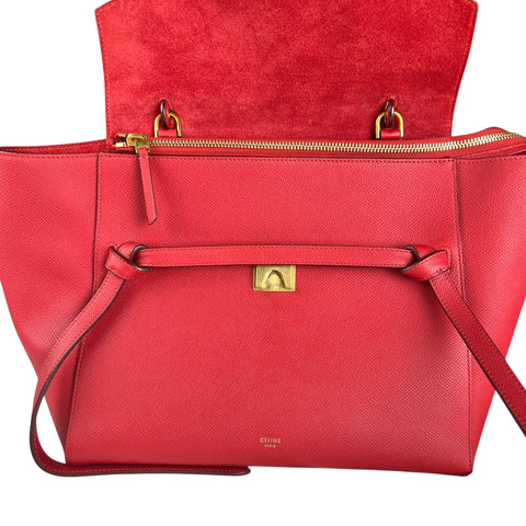 Celine Celine Belt model shoulder bag in red grained leather