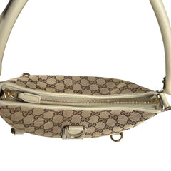 Pre-owned Gucci Beige/White GG Canvas Large Abbey Hobo bag