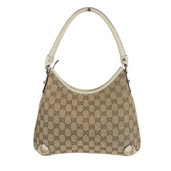 Pre-owned Gucci Beige/White GG Canvas Large Abbey Hobo bag