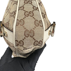 Pre-owned Gucci Beige/White GG Canvas Large Abbey Hobo bag