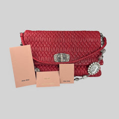 Miu Miu Fuoco Cloquet Quilted Nappa Leather Cristal Shoulder Bag