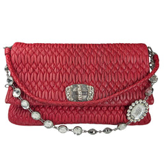 Miu Miu Fuoco Cloquet Quilted Nappa Leather Cristal Shoulder Bag