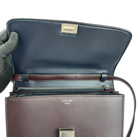 Celine Céline Classic Box shoulder bag in burgundy leather Collector Square