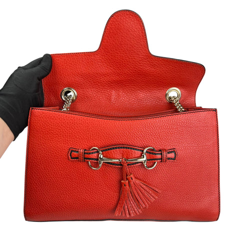 Gucci GG Guccissima Red Emily Leather Chain Shoulder Bag