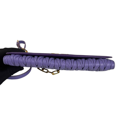 Miu Miu Purple Matelasse Leather Flap Crossbody