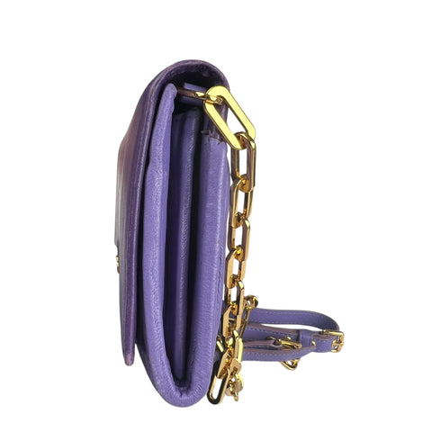 Miu Miu Purple Matelasse Leather Flap Crossbody