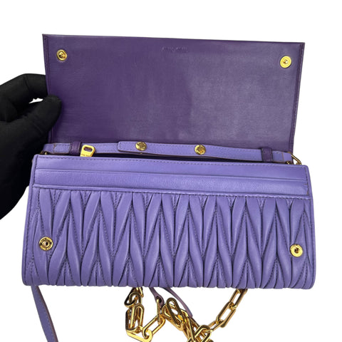 Miu Miu Purple Matelasse Leather Flap Crossbody