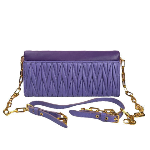Miu Miu Purple Matelasse Leather Flap Crossbody