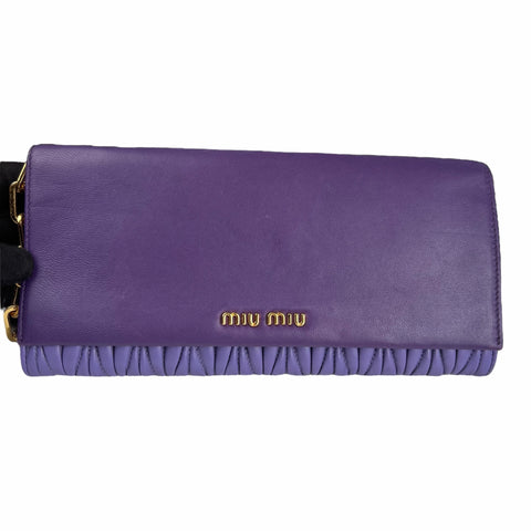 Miu Miu Purple Matelasse Leather Flap Crossbody