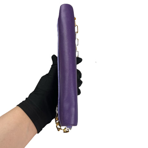 Miu Miu Purple Matelasse Leather Flap Crossbody